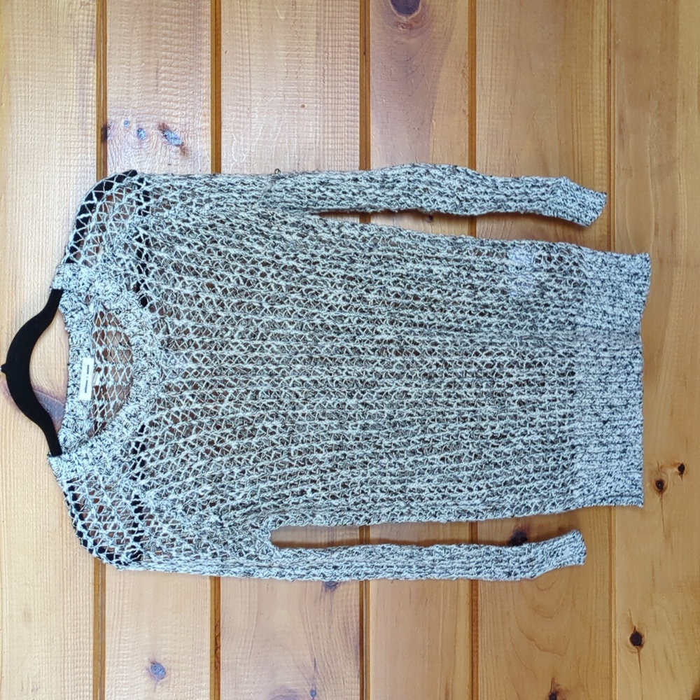 Silence & Noise Black/White Hole Knit Sweater